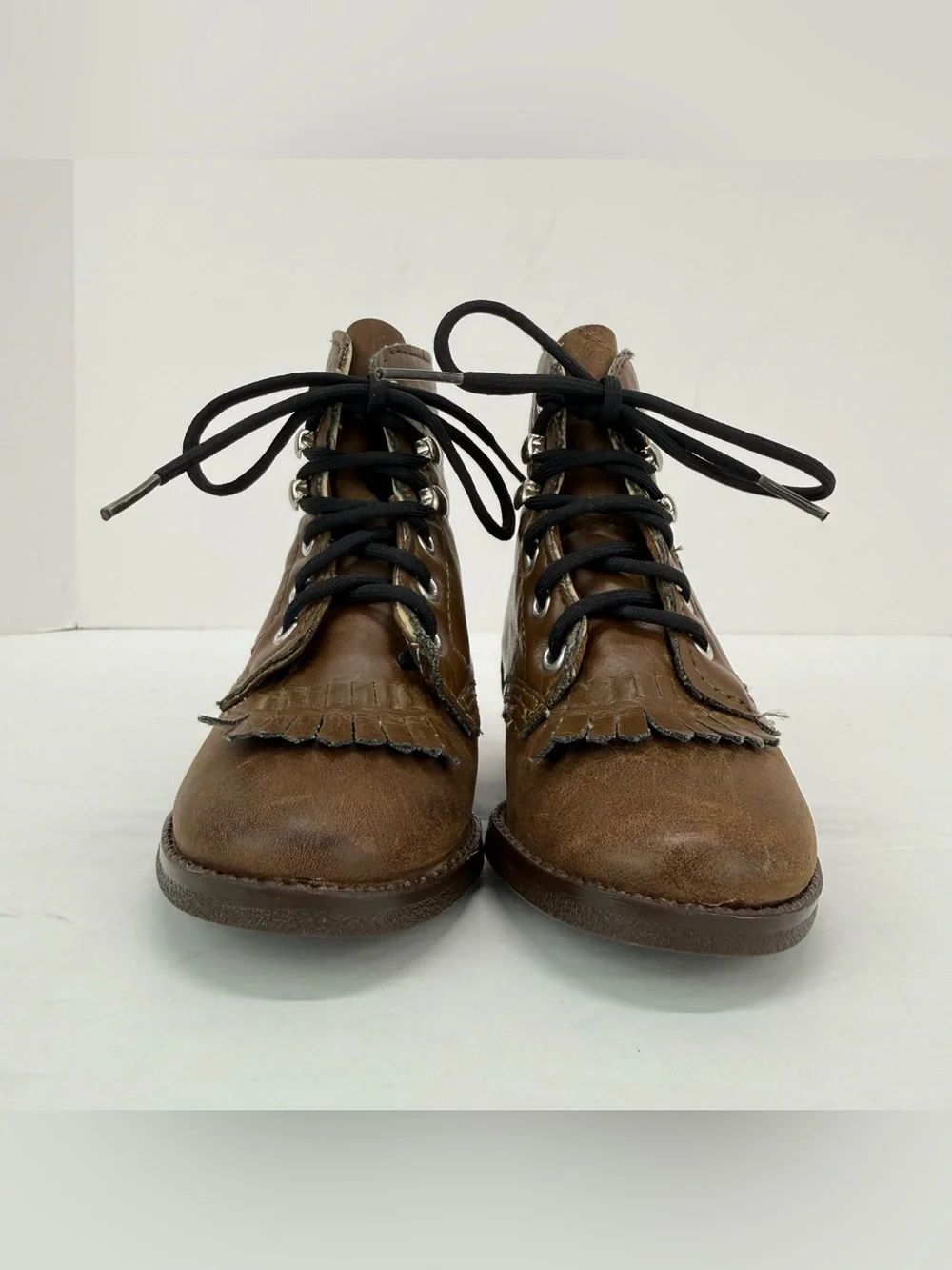 Vintage Laredo Sz 4.5M Toddler Brown Leather Lace Up Kiltie Western Roper Boots